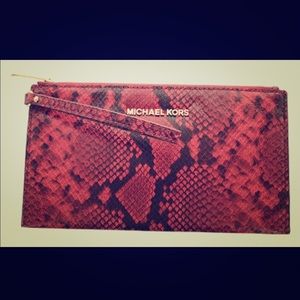 Michael Kors Red Snakeskin Wristlet